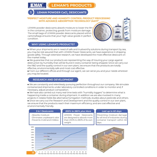 LEMAN- CACL2 POWDER DESICCANT 1000GRS/ 4 BAG